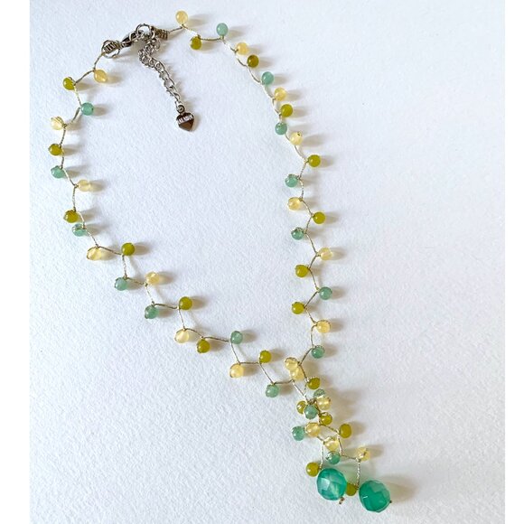 Crossroads Silver Cotton Thread Necklace with Round and Faceted Glass Beads - Picture 2 of 3